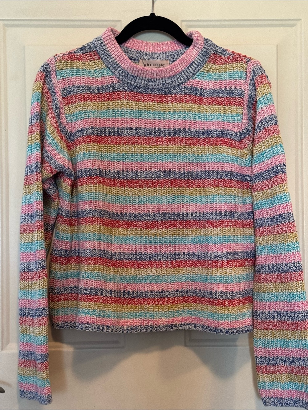 Philosophy Pastel Multicolor Striped Crewneck Sweater sz M